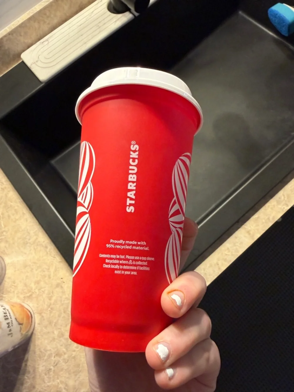 Starbucks Red Cup with White Lid and Green Logo